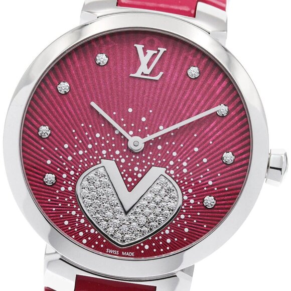 LOUIS VUITTON Tambour Cool V MM Q1G09 8P Diamond Quartz Ladies Watch_828298 - Picture 5 of 6